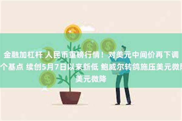 金融加杠杆 人民币重磅行情！对美元中间价再下调8个基点 续创5月7日以来新低 鲍威尔转鸽施压美元微降