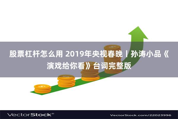 股票杠杆怎么用 2019年央视春晚丨孙涛小品《演戏给你看》台词完整版